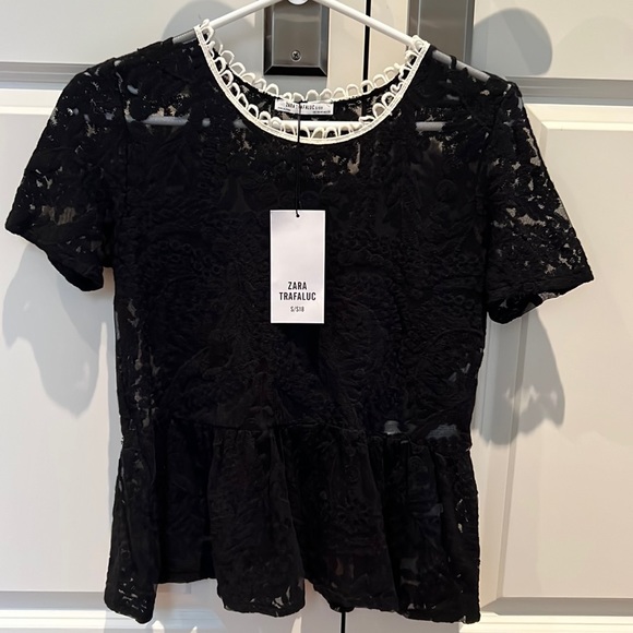 ZARA NWT Peplum Lacey Top Size M - Picture 1 of 5
